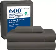 Twin Bed Sheets Set - 600 TC Twin Sheets Set - 100% Cotton Bed Sheets Twin Size