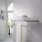 304 Stainless Steel Bathroom Double Towel Rail Rack Shelf Holder Wall Mounted