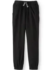 Wonder Nation Boys Black Woven Drawstring Jogger Pants Size 6-7 Small