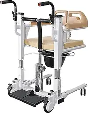 Rolling Walkers Hydraulic Patient Lift Wheelchair with 180° Split Seat Bedside Commode Chair Seniors Elderly Shower Chair Home Transfer Chair Self-Propelled Wheelchair
