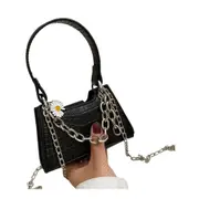 New Ladies Crocodile Leather Printed Handbag Chain Strap Shoulder Bag With Daisy Pendant Mini Crossbody Bag