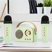 Portable Bluetooth Speaker with 2 Wireless Microphone, Mini Karaoke Machine Support U Disk/TF/AUX for Adults Christmas Birthday Party, Type-c Port, Compatible with Mobile Phones/Tablets, Fresh Green