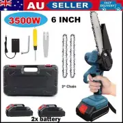 6inch Mini Electric Rechargeable Cordless Chainsaw 2XBattery Powered Wood Cutter