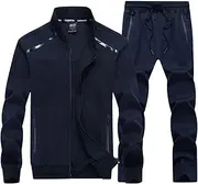 [WFEI] Men's Tracksuits Male Sportswear Set Spring Autumn Casual Sports Suit Jacket+Pants Sweatsuit Plus Size L-9XL,Blue,4XL