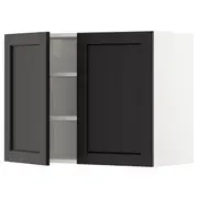 METOD wall cabinet with shelves/2 doors, white/Lerhyttan black stained, 80x37x60 cm