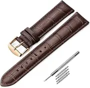 [iStrap] Genuine Calfskin Leather Watch Band 24mm 22mm 21mm 20mm 19mm 18mm Padded Strap Steel Spring Bar Buckle Super Soft for Men and Women (Three Color Choose)