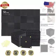50 Pack Acoustic Foam Panels - Soundproofing Wedge Design for Recording Studios