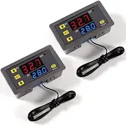 Greluma 2pcs W3230 AC 110V-220V Digital Temperature Controller Switch LED Display Thermostat Control Switch with 10K NTC Sensor Probe, Range -50℃ to 110℃