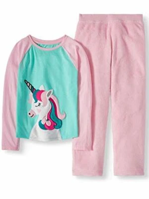 Girls' Unicorn Jersey and Minky Fleece Pajama Set