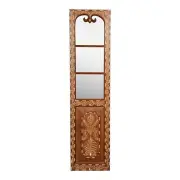 Vintage Bone Inlaid Wooden Décor Mirror Traditional Style Living Room Wall Panel