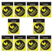 10pce Baby on Board Plastic 14cm Signs Set Yellow With Suction Caps For Window