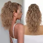 Ombre Long Wavy Curly Ponytail Frizzy Hair Pony Tail Hairpiece for Women