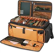 Cable File Bag with Detachable Dividers, DJ Gig Bag Cord Organizer Case for Laptop,DJ Gear, Sound Instrument and Music Equipment Accessories Black Orange
