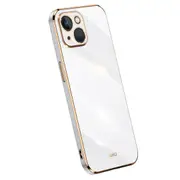 For iPhone 14 Plus Electroplating Golden Edge Phone Cover Flexible TPU Anti-scratch Case