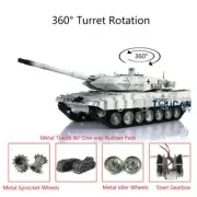 Henglong Leopard2A6 RTR RC Tank 1/16 7.0 Snow 3889 IR 360° Turret Metal Tracks