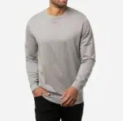 TRAVIS MATHEW Men's CARLIN 2.0 LS Crewneck - Heather Light Grey - 2XL - NWT