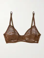 [Eres] Eres - Flore Trefle Lace Underwired Soft-cup Bra - Brown - 32B 32 B Brown
