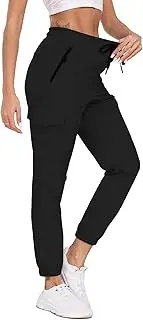 TZDNI Cargo Pants Women Water Resistant Joggers with Pockets Hiking Pants Lightweight Quick Dry Elastic Waist Pants HH2412