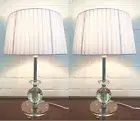 PAIR of NEW Table Bedside LAMPS with CRYSTALS on STEM