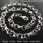 Necklace Real 925 Sterling Silver Solid Belcher Statement Link Chain 60cm