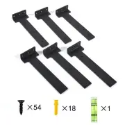 6PCS Shelf Brackets 10'' Black Iron Shelf Brackets Heavy Duty Industrial Rustic