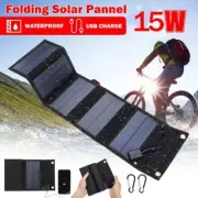 Portable 15W Foldable Solar Panel Outdoor Waterproof Battery Charger USB Output
