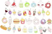 [KALLORY] Food Charm Pendants 35 Mixed Charms for Keychain for Diy Jewelry Crafting
