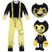 Kid Bendy And The Ink Machine Costume Cosplay Jumpsuit Mask Prop 7-8 Years