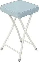Simple Folding Stool, Square Makeup Chair, Dining Table Stool, Easy Storage Guest Seating, Metal Frame Portable Garden Stools,Blue