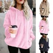 Hoodie Pullover Outwear Jumper Sweatshirts Fleece Teddy Bear Winter Warm Hooded