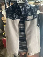 Cinch Youth Boy's Grey & Aztec Print Wooly Vest MWV5050003