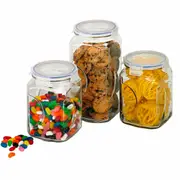 Glasslock Tempered Glass 3pc Storage Canister Set With Lid