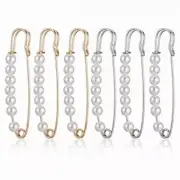 6pcs Pearl Safety Pins for Clothes Gold Safety Pin Silver Brooch Pins for