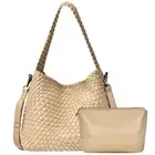 Woven Bag for Women, Woven Tote Bag Vegan Leather Retro Handbag, Handmade Sum...