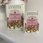 2 X Vintage Crabtree & Evelyn Rosewater with Cold Cream Soap 100g & 40g D31