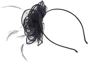[LIFKOME] Fascinator Headband with Double Floral Design and Mesh for Weddings Tea Parties Special Occasions Elegant Accessory for Parties and Events Dark Blue