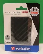 1 Terabyte Verbatim Store n Go Mini SSD - USB 3.2 Gen 1 With USB Adapter - 53237