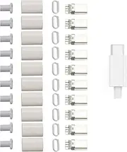 10 Sets White USB 3.1 Type C Connector 24 Pin Male Plug DIY Solder Wire USB C Male Adapter Cable for DIY Data Line Interface Male (White)