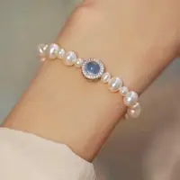 在飛比找momo購物網優惠-【KARAT】天然海水藍寶珍珠手鍊