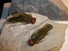 TWO 1/2 oz PURPLE CRAW #4 MUSTAD HOOK BROWN CAMO CRAW HEAD