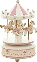 Music Box Carousel - Musical Rotating Horse with Windup - Wooden Music Box for Girls Valentine's Day Travel, Rotating Figurine Plays Tune Astray