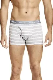 [Bonds] Men's Underwear Cotton Blend Guyfront Trunk, Grey Stripe, Medium