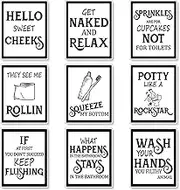 Veumoie 9 Pieces Bathroom Wall Art Wall Decor, Funny Vintage Bathroom Sign Bathroom Posters for Wall Restroom Bathroom Decor