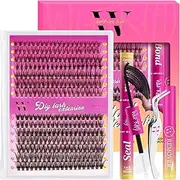 Lash Extension Kit 280PCS Eyelash Clusters 30D 40D DIY Eyelash Extension Individual Lashes Natural Lash Clusters Kit with Lash Bond and Seal, Remover and Tweezers(D-Mix9-16mm)