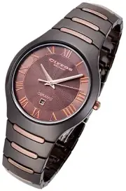 Rougois Cirros Milan Empire Series Chocolate Rose Gold Tone Trim Ceramic Watch