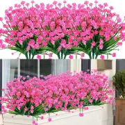 8 Bundles Outdoor Artificial Fake Flowers UV Resistant Shrubs Plants, Faux Pl...