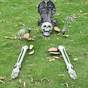 Halloween Realistic Skeleton Stakes Decorations Creepy Hands Arms Bones Decor for Lawn Stakes Garden Halloween Skeleton Decoration (Grey (5 Pcs))