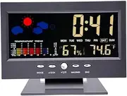 JSEIAJB Multi-Functional Weather Station Clock Digital Indoor Thermometer Hygrometer Calendar Phase Colorful LCD Display