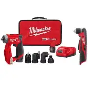 Milwaukee Drill Driver Kit 12V 3/8" 4-in-1 Interchangeable w/ Right Angle Drill