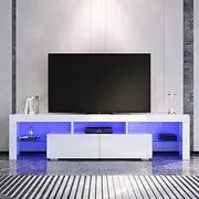 ELEGANT TV Cabinet, 180cm TV Unit with 2 Drawers and 3 Shelves, UV High Gloss Entertainment, LED TV Table with 16 Color Lights, TV Unit Entertainment for Bedroom Living Room Furniture